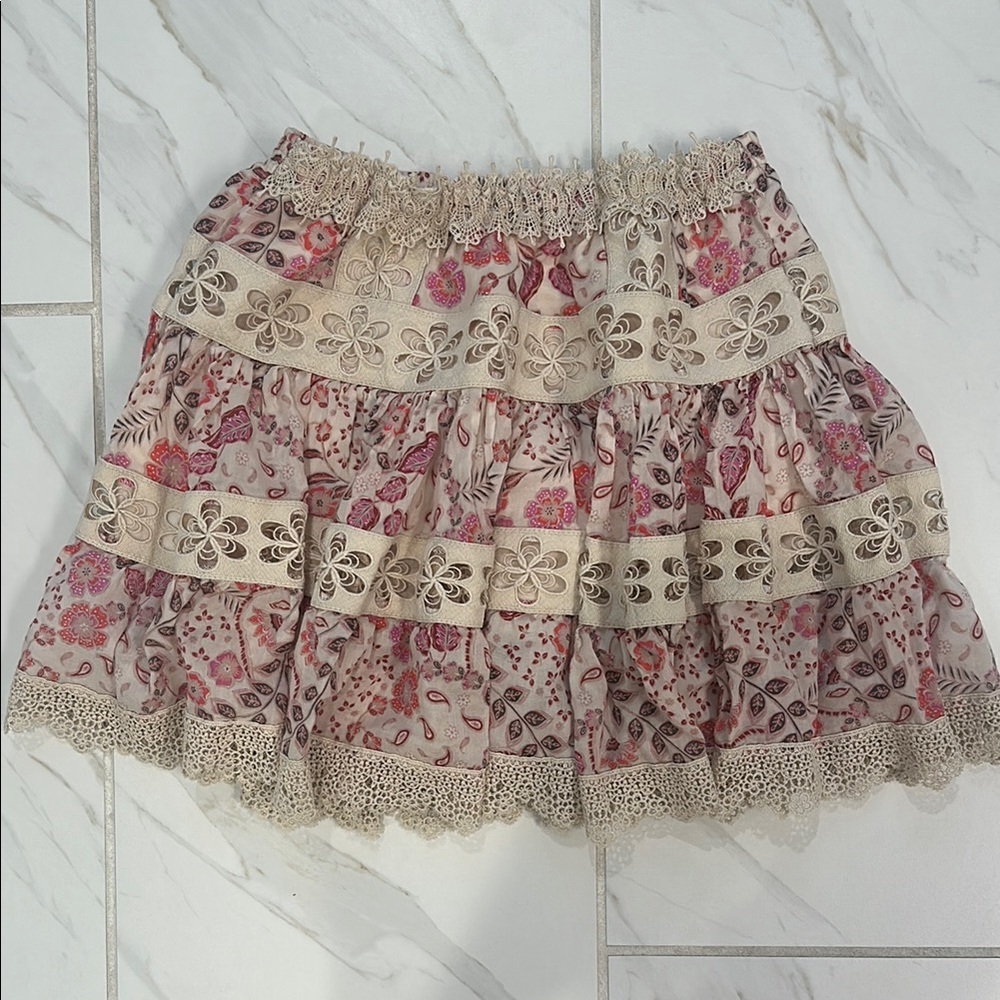 TALULAH Pink and Brown Bubble Mini Skirt